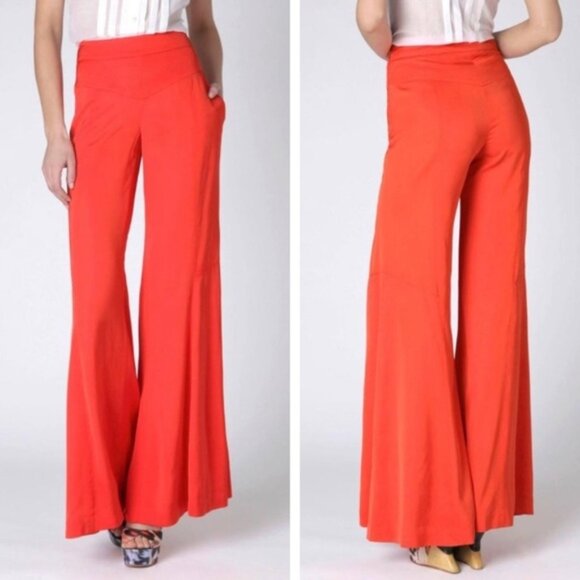 NWT Anthropologie Leifsdottir Silk Flare Wide Leg Pants - Picture 1 of 7